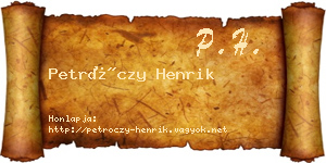 Petróczy Henrik névjegykártya