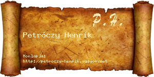 Petróczy Henrik névjegykártya