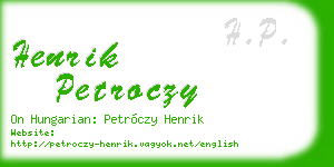 henrik petroczy business card